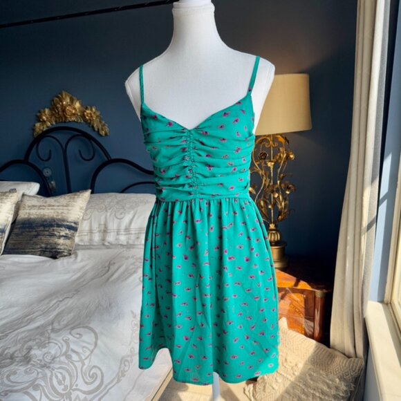 3 For $25 Roxy Mini Teal w Pink Paisley Mini Dress - Picture 3 of 10